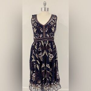 NWT Anthropologie Moulinette Soeurs Alicante Navy Beaded Sleeveless Dress Sz 10